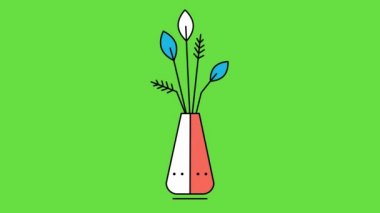 Ev dekoratif bitkilerin düz stil 4k videosu.