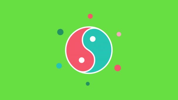 4k video of yin yang symbol in flat style on green background. — Vídeos de Stock