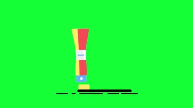 4k video of cartoon toothpaste and toothbrush on green background.