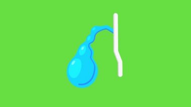 4k video of cartoon human pancreas icon on green background.