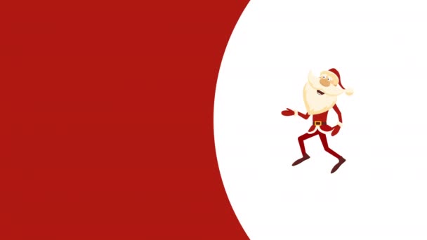 4k video of cartoon Santa Claus walking on red and white background. — Vídeos de Stock