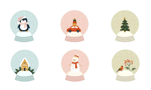 Vector illustration of cartoon winter season icons on white background. — Stock Vector