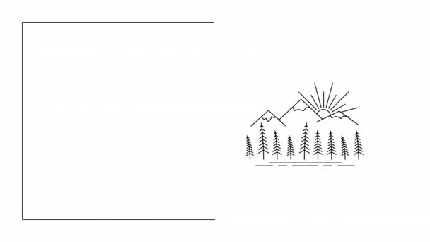 4k vídeo de floresta de madeira e montanhas em estilo doodle. — Vídeo de Stock