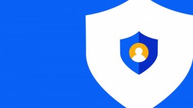 4k video of cartoon profile avatar icon on blue background.