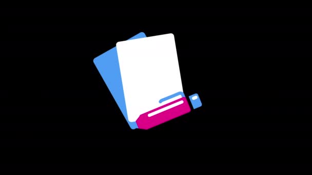 4k video de documento con icono de la pluma en estilo doodle. — Vídeo de stock