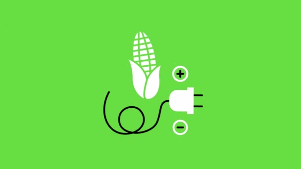 4k vídeo of cartoon plug and corn on green background. — Vídeo de Stock