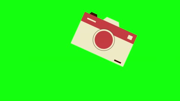 4k video della fotocamera del cartone animato su sfondo verde. — Video Stock