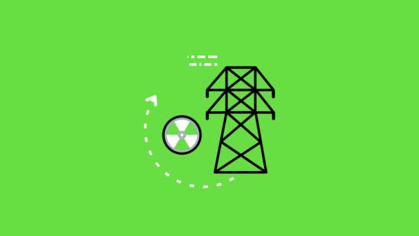 4k Video der Cartoon-Solarstation auf grünem Hintergrund. — Stockvideo