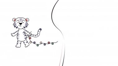 Beyaz arka planda çizgi film kaplanı videosu.