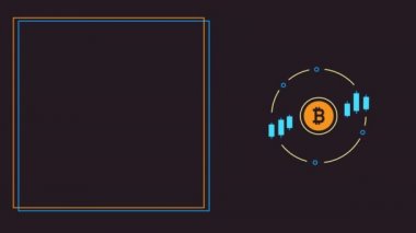 Siyah arkaplanda karikatür kripto para birimi simgesinin 4k videosu.