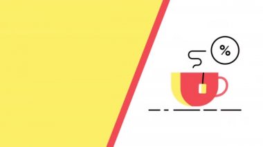 Beyaz arkaplanda çay poşeti şeklinde kırmızı fincanın 4k videosu.