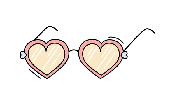 Ilustración vectorial de gafas de dibujos animados con lente en forma de corazón. — Archivo Imágenes Vectoriales