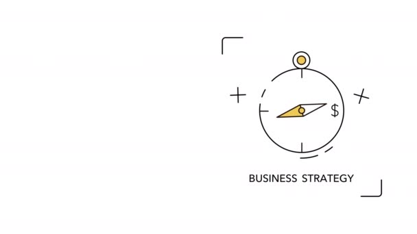 4k videó iránytű doodle fehér alapon szöveges üzleti stratégia.