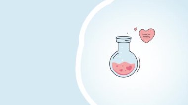 Mavi arka planda çizgi film romantik iksiri 4k video.