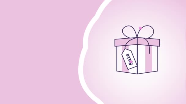 4k vídeo of cartoon pink gift box on pink background. — Vídeo de Stock