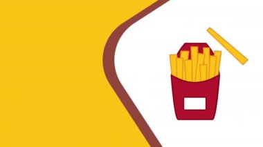 Beyaz ve sarı arkaplanda patates kızartmasının 4k videosu.