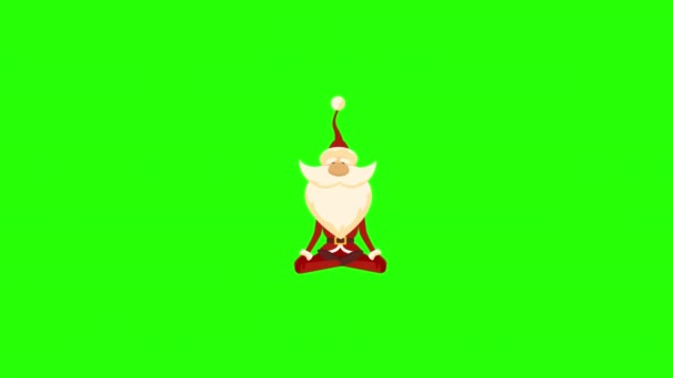4k video karikatury Santa Claus na zeleném pozadí. — Stock video