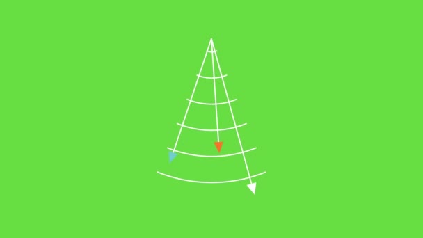 4k video van cartoon kerstboom slinger op groene achtergrond. — Stockvideo