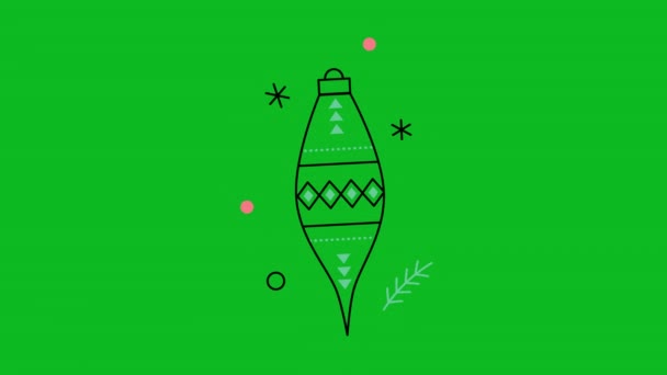 4k Video von Weihnachtsspielzeug im Doodle-Stil auf grünem Hintergrund. — Stockvideo