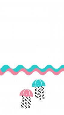 Sudaki iki denizanasının 4k dikey videosu.