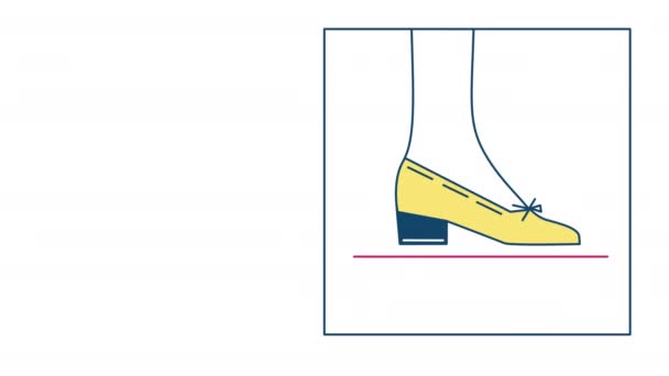 4k video de zapato amarillo femenino sobre fondo blanco. — Vídeo de stock