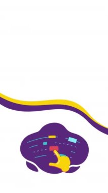 Çizgi film el ve beyaz zemin üzerindeki düğmelerin 4k dikey videosu.