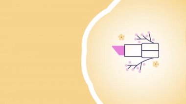 Sarı arkaplanda pembe ruj karikatürü videosu.