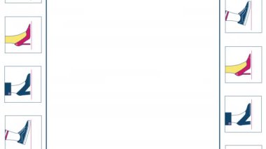 Çizgi film ayakkabılarının 4k videosu beyaz arkaplanda ayarlandı.