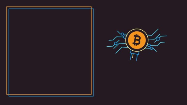 4k video of bitcoin symbol on black background. — Stock Video