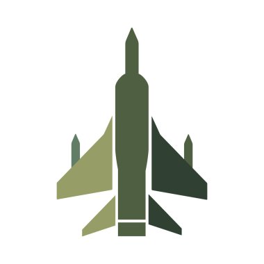 Beyaz arkaplandaki karikatür askeri uçağın vektör çizimi.