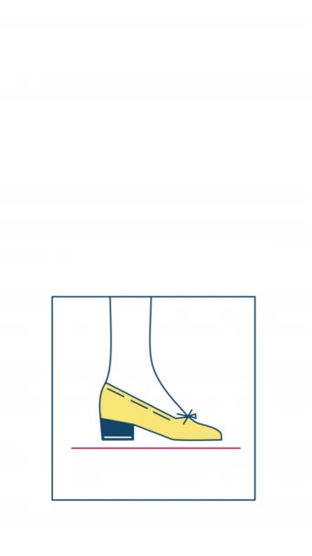 4k βίντεο από κινούμενα σχέδια θηλυκό κίτρινο παπούτσι σε λευκό φόντο. — Αρχείο Βίντεο