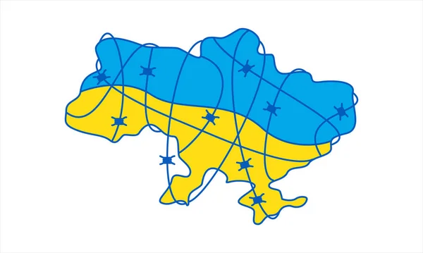 Ukrayna 'nın kendi bölgesini savunmasının vektör illüstrasyonu.