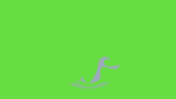 4k video van cartoon zwemmen karakter op groene achtergrond. — Stockvideo