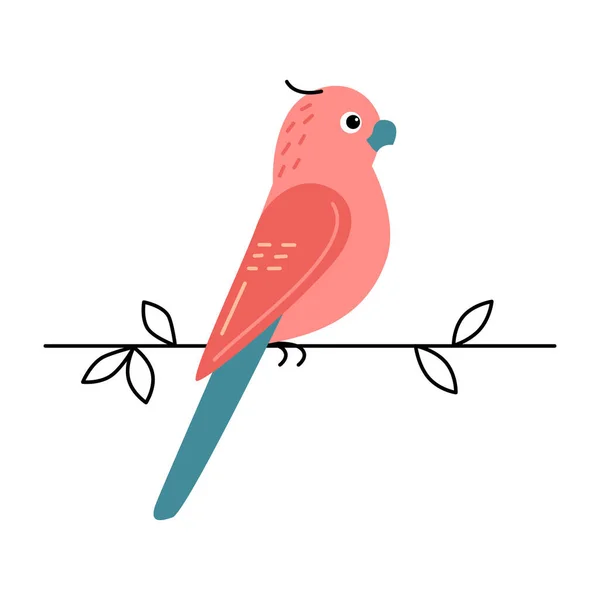 Illustrazione vettoriale del pappagallo rosa del fumetto su sfondo bianco. — Vettoriale Stock