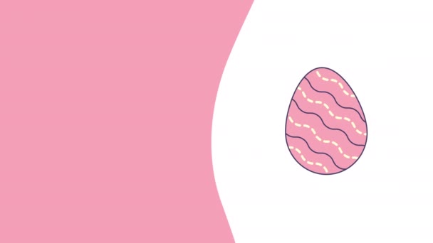 4k відео мультфільм Дизайн великодніх яєць у плоскому стилі на рожевому фоні . — стокове відео
