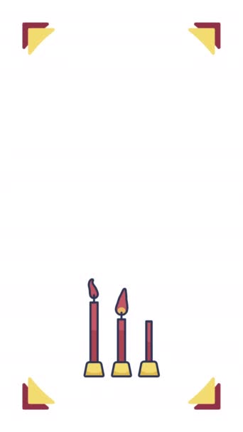 Vertikální video kreslených svíček na bílém pozadí. — Stock video