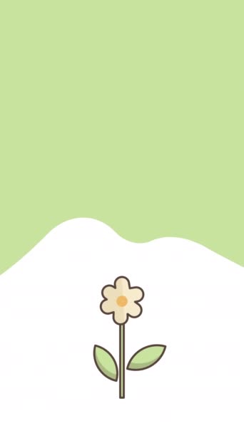 Vertical video of cartoon flower on white background. — Stock Video