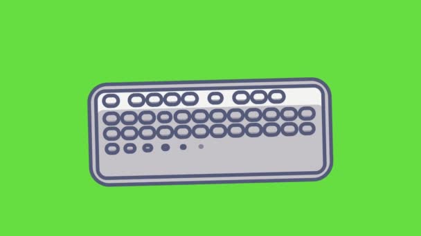 4k video de teclado de dibujos animados sobre fondo verde. — Vídeos de Stock