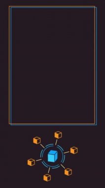 Siyah arkaplanda 4k dikey çizgi film kripto tasarımı.