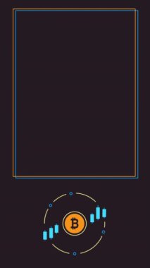 Siyah arkaplanda bitcoin sembolünün 4k dikey videosu.
