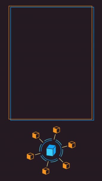 4k video vertical de diseño de criptografía de dibujos animados sobre fondo negro. — Vídeo de stock