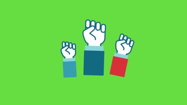4k video av tecknad protest ikon på grön bakgrund. — Stockvideo