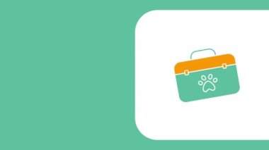 Çizgi film evcil hayvan bavulu tasarımı 4k video.