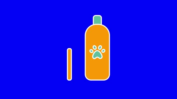 4k video of cartoon shampoo and comb on blue background. — ストック動画