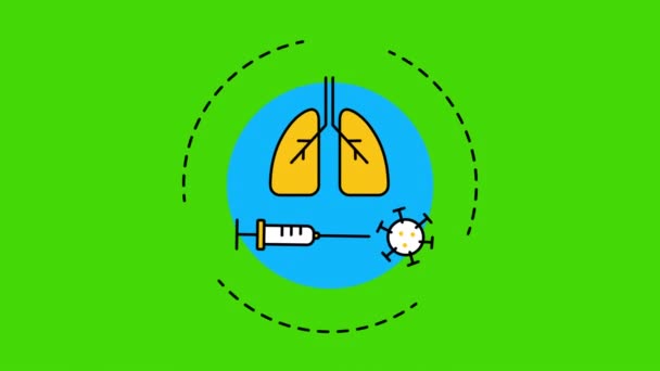 4k video de dibujos animados símbolos médicos sobre fondo verde. — Vídeos de Stock