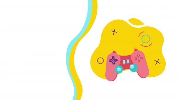 Vidéo 4k de joystick dessin animé sur fond blanc. — Video