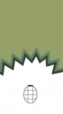 Beyaz zemin üzerinde çizgi film el bombası simgesinin 4k dikey videosu.