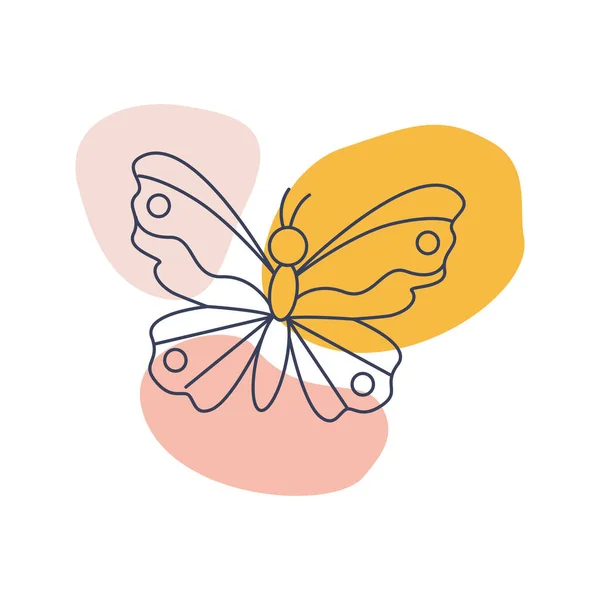 Vektor-Illustration des Cartoon-Schmetterlings im Doodle-Stil auf weißem Hintergrund. — Stockvektor