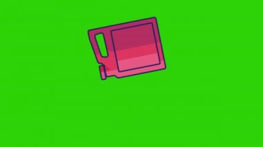 Yeşil zemin üzerinde çizgi film pembe yakıt kabı 4k video.