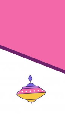 4k dikey video beyaz arkaplan üzerinde top oyuncak dönen çizgi film.